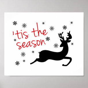 Poster Silhouette de Renne 'Tis The Season Noël