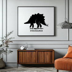 Poster Silhouette de Stégosaure Dinosaure