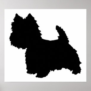 Poster Silhouette de Terrier blanc West Highland
