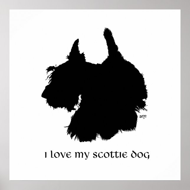 Poster Silhouette de Terrier Écossais (Devant)