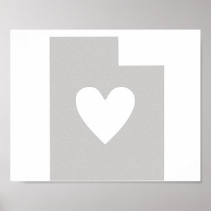 Poster Silhouette d'état de l'Utah de coeur