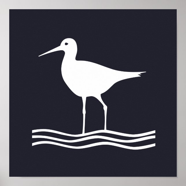 Poster silhouette d'OISEAU CRANE nautique | (Devant)