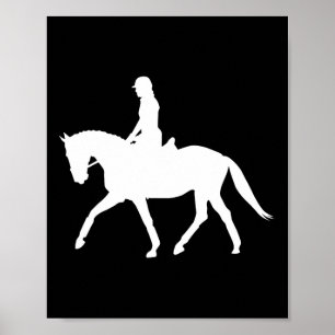 Poster Silhouette Dressage Show Rider Horseback Eq