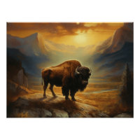 Silhouette du coucher de soleil de bison de buffle