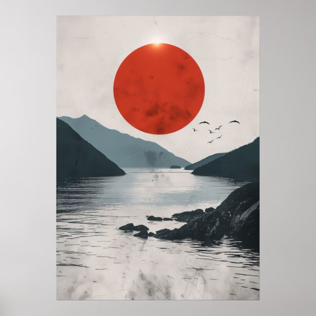 Poster Silhouette du paysage japonais (Devant)