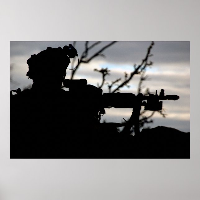 Poster Silhouette du soldat de l'armée (Devant)