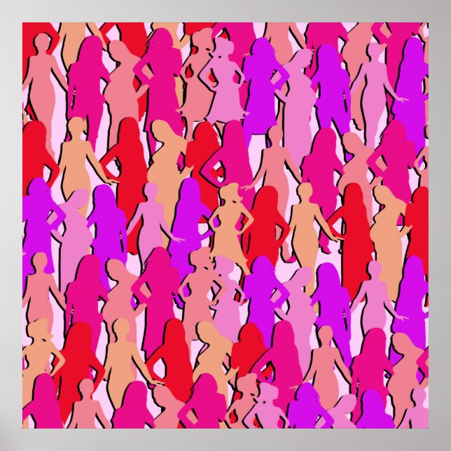 Poster Silhouette féminine rose (Devant)