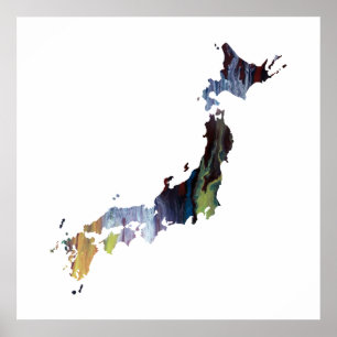 Poster silhouette japonaise colorée