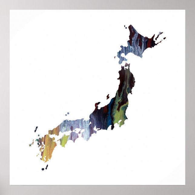 Poster silhouette japonaise colorée (Devant)
