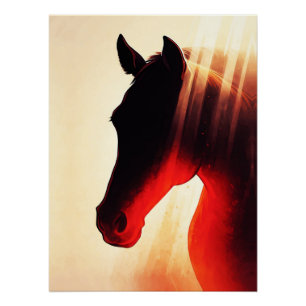 Poster Silhouette majestueuse de cheval sous l'éclat d'un