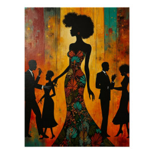 Poster Silhouette musicale de la Renaissance de Harlem
