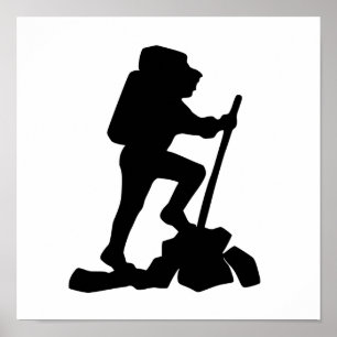 Poster silhouette noire de l'homme de montagne simple