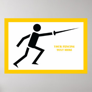 Poster Silhouette noire Fencer avec clôture d'épée person