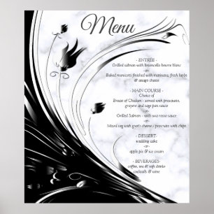 Poster Silhouette noire moderne élégante sur Marbre blanc
