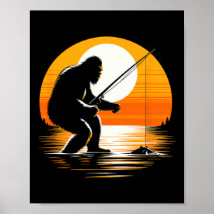 Poster Silhouette Rétro de Bigfoot Sasquatch Cache-Cache