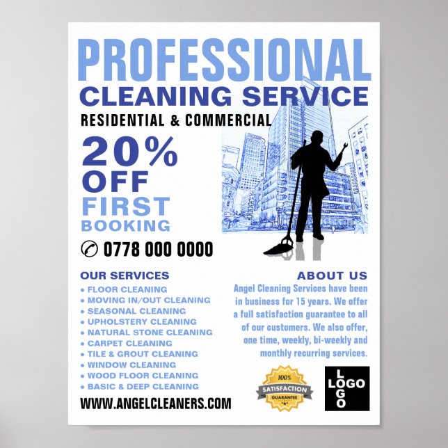 Poster Silhouette, service de nettoyage de ville Advert (Devant)