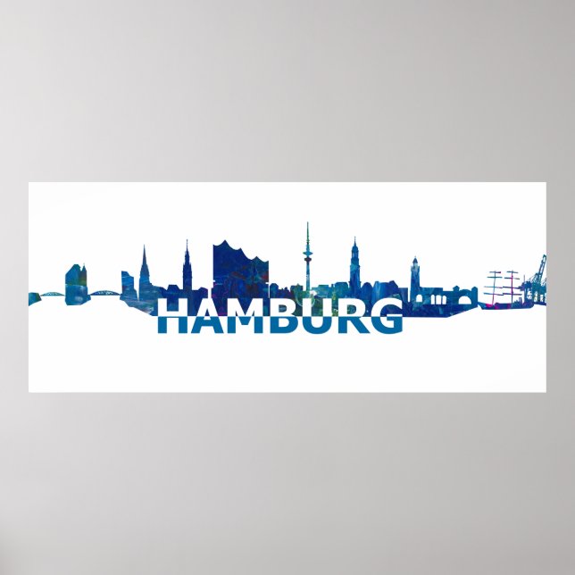 Poster Silhouette Skyline Allemagne Hambourg (Devant)