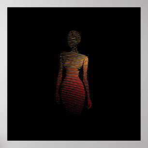 Poster Silhouette stylisée de la femme - Art de ligne dég