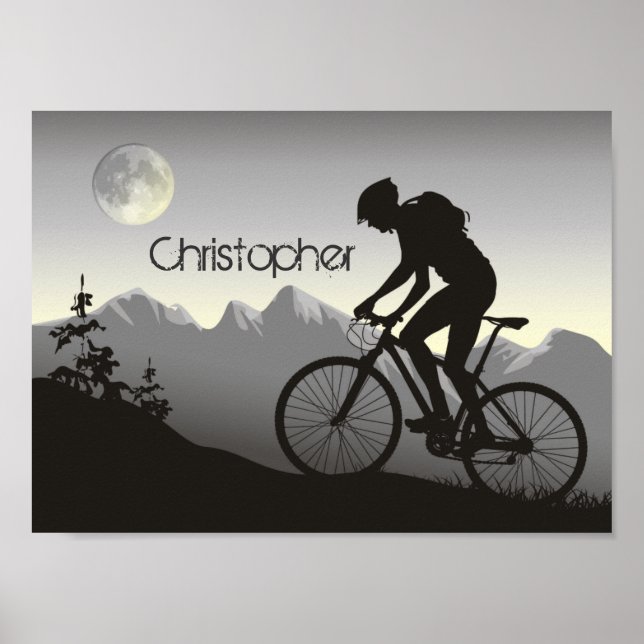 Poster Silhouette VTT et Lune personnalisées (Devant)