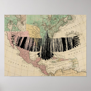 Poster Silhouettes d'aigle Abstrait Vintage USA Map