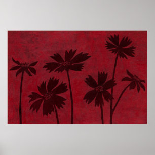 Poster Silhouettes de Flowerhead sur l'arrière - plan