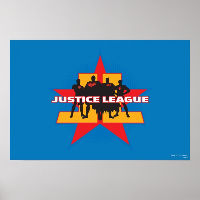 Poster Silhouettes de la Ligue de Justice et Arrière - pl (Devant)
