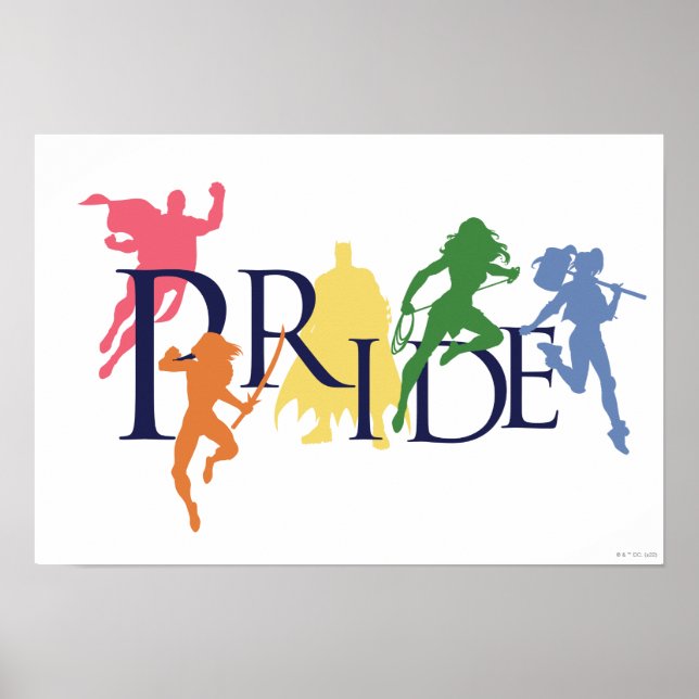 Poster Silhouettes de personnage de la Ligue de la Justic (Devant)