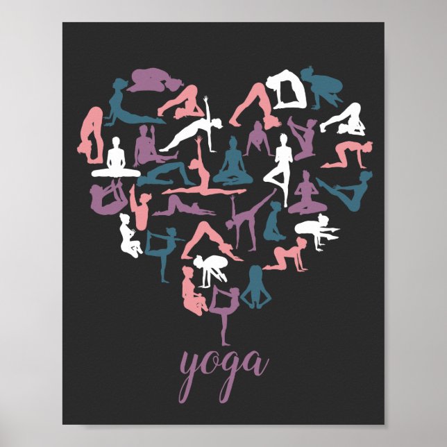 Poster Silhouettes de Yoga Love (Devant)