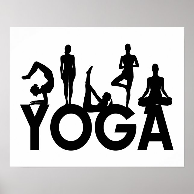 Poster Silhouettes femmes yoga (Devant)