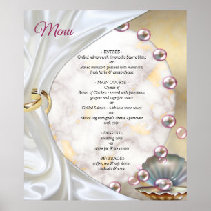 Poster Silk ivoire, dentelle et perles d'or et marbre
