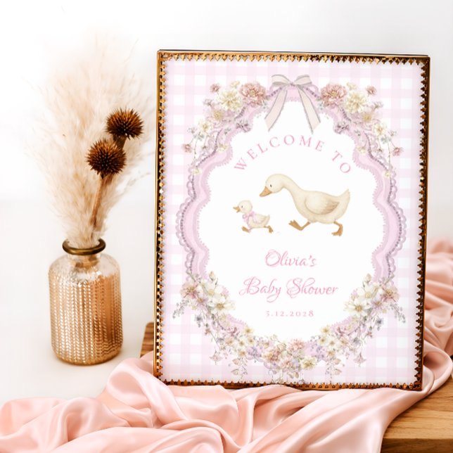 Poster Silly Goose Floral Girl Baby Shower Welcome (Créateur téléchargé)