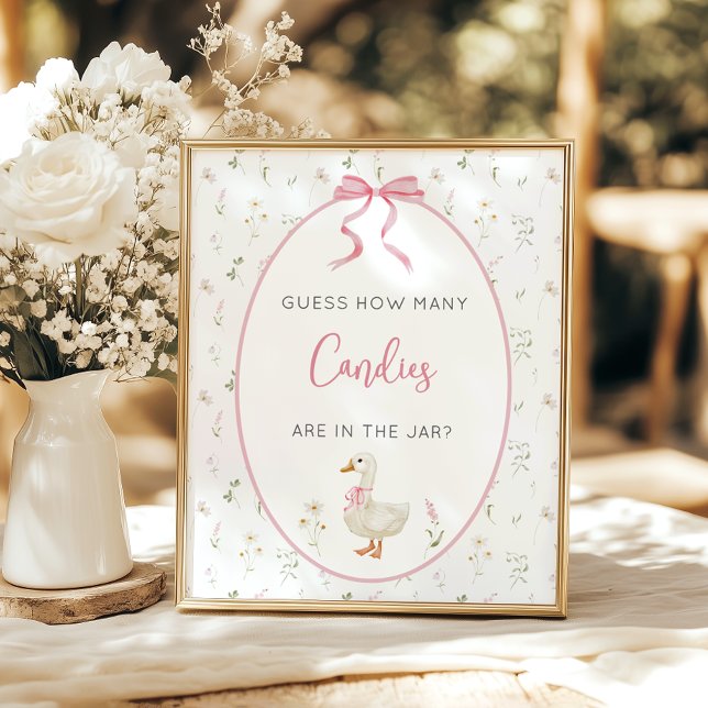 Poster Silly Goose Girl Baby shower Devinez combien de je (Créateur téléchargé)