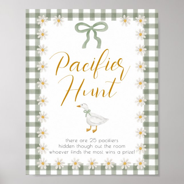 Poster Silly Goose Green Gingham Pacifier Hunt Game (Devant)