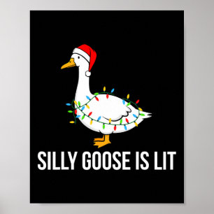 Poster Silly Goose is Lit Funky Christmas Lights Père Noë