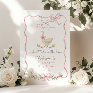 Poster Silly Goose Pink Bow Baby girl Show Welcome