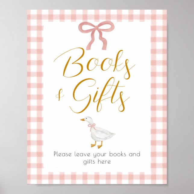 Poster Silly Goose Pink Gingham Baby Shower Gift Table (Devant)