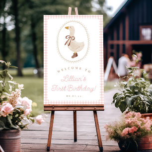 Poster Silly Goose rose En vichy fille Anniversaire Bienv