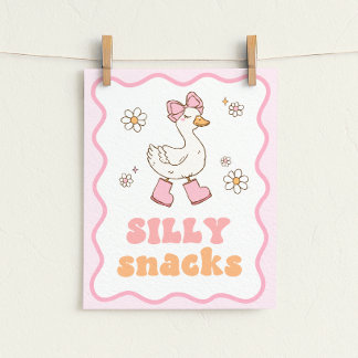 Poster Silly Snacks Goose Table Sign
