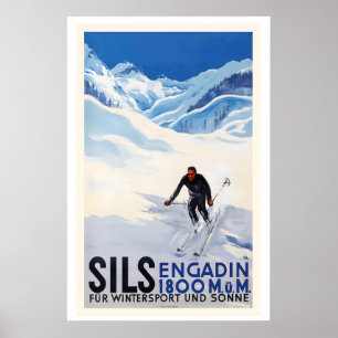 Poster Sils dans l'Engadine en Suisse pour les sports d'h