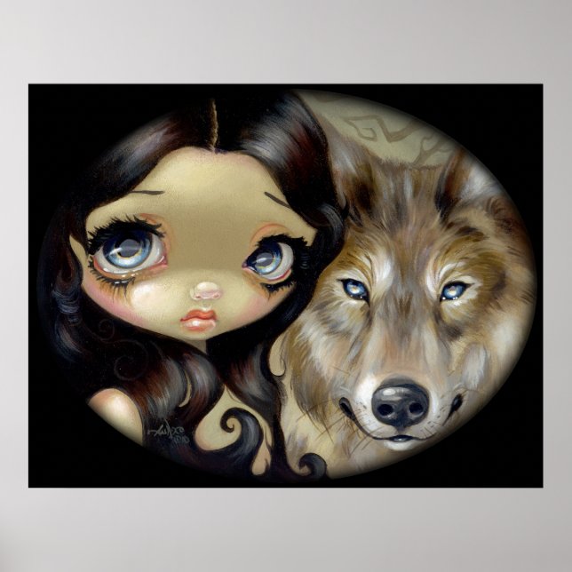Poster Silver Eyed Wolf ART IMPRIMER gothique grand oeil  (Devant)