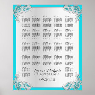 Poster Silver Floral Wedding Seating Chart
