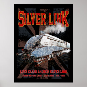 Poster Silver Link LNER Classe A4 2509 Locomotive drapeau
