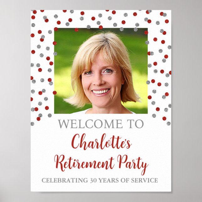 Poster Silver Red Retirement Party 8.5x11 Photo (Devant)