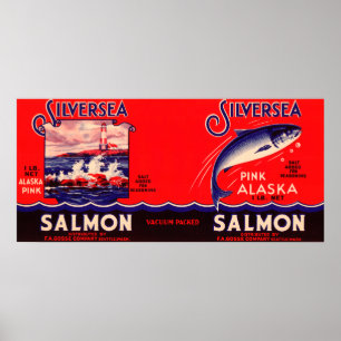 Poster Silver Sea Brand Salmon Label- Seattle, WA
