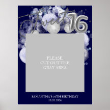 Silver Sweet 16 Ballons Photo Prop Royal Blue
