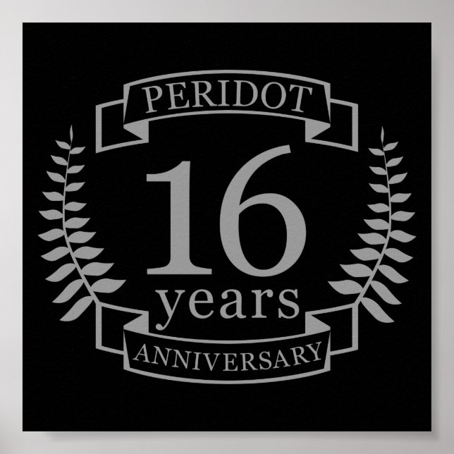 Poster Silver Traditional wedding anniversary 16 ans (Devant)