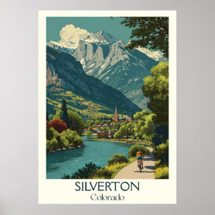 Poster Silverton Colorado Vintage Mountain Town Travel Ar