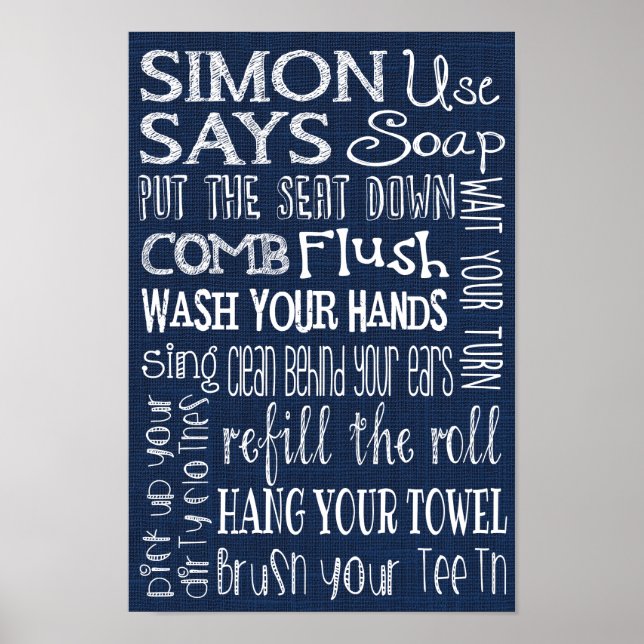 Poster Simon Dit... Règles de salle de bain (Devant)