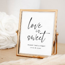 Simple Amour est Sweet Wedding Favor Sign