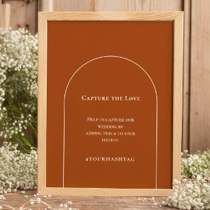 Poster Simple Arche Boho Terracotta Mariage Hashtag